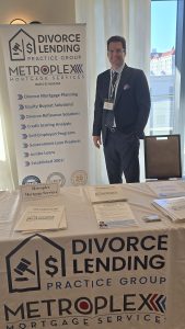 Metroplex Mortgage Services Divorce Lending Practice Group vendor table and banner at the 2026 HCBA Bench Bar Conference.